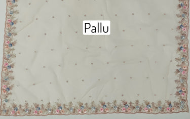 Handmade Premium Organza Saree | Pale Pink | Hand Embroidery | Ships from California
